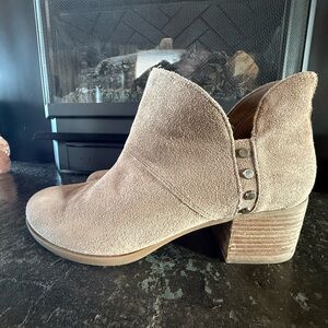 Suede Ankle Boots in Taupe - Women's Casual Bootie